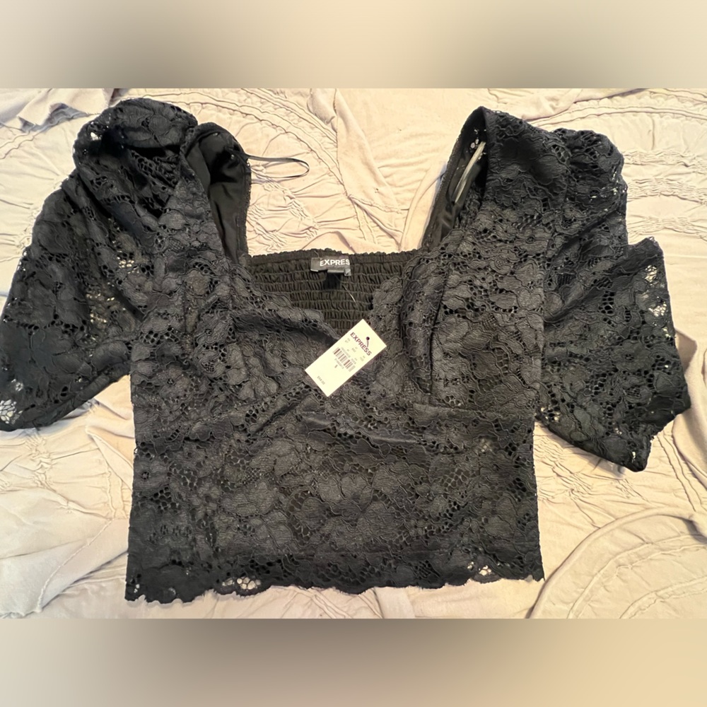 Express black lace top Sz small